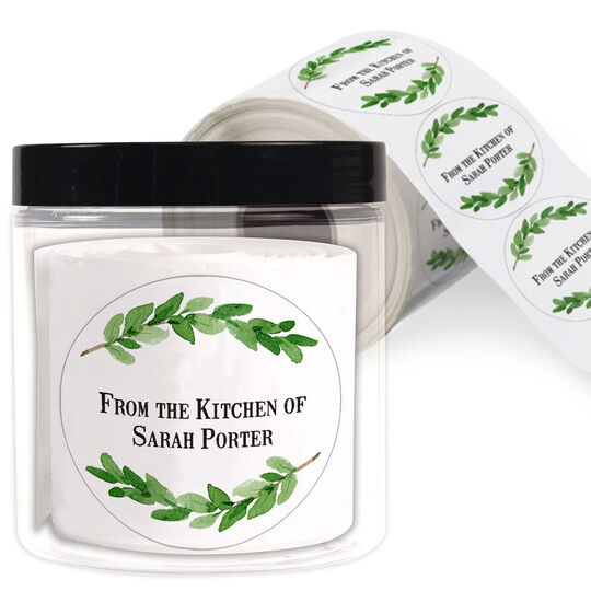 Two Sprigs Kitchen Round Stickers in a Jar